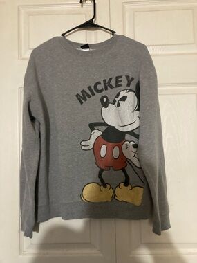 Disney Gray Mickey Graphic Crewneck Sweatshirt XS